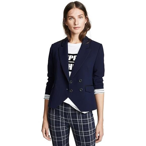 Cupcakes and Cashmere Jacket WMNS 4 Navy Blue Double Breasted Blazer Long Sleeve - Picture 3 of 8